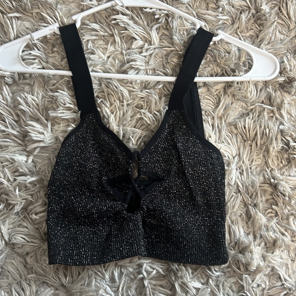 Out from under sparkle seamless lace- up bra top